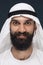 Arabian saudi man on dark blue studio background