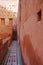 Arabian stairs in El Badi palace in Marrakech city, Morocco - vertical
