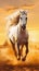 Arabian Stallion Galloping Through a Sun-kissed Field. Generative ai