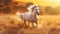 Arabian Stallion Galloping Through a Sun-kissed Field. Generative ai