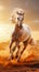 Arabian Stallion Galloping Through a Sun-kissed Field. Generative ai