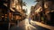 Arabian Street in Dubai\\\'s Downtown Bathed in Sunset Hues