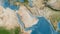 Arabian tectonic plate - outlined. Satellite