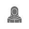 Arabian woman in traditional national dress, bedouin gray icon.