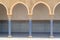 Arabic arcade colonnade portico with wooden ceiling with ornaments