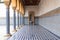 Arabic arcade colonnade portico with wooden ceiling with ornaments