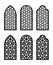 Arabic arch window or door set. Cnc pattern, laser cutting, vector template set for wall decor, hanging, stencil