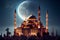Arabic Architecture Design of Muslim Mosque Ramadan With Moon Concept Generative AI