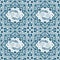 Arabic Blue Seamless Pattern with fish and lotus