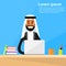Arabic Businessman Sitting Office Desk Working