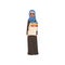Arabic businesswoman character standing and holding stack of papers and folders, elegant muslim woman vector