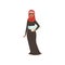 Arabic businesswoman character standing with with rolls in her hands, elegant muslim woman in traditional dress vector