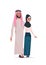 Arabic couple in love happy valentines day concept arab man woman embracing walking together cartoon characters full