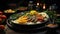 Arabic Cuisine Middle Eastern Traditional Lunch Assorted of Dishes on Blurred Background