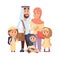 Arabic family. Saudi teenager, arabian father mother and children. Cartoon muslim characters, traditional boy girl man