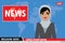 Arabic female news anchor on tv breaking news background