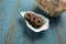 Arabic food homemade fried falafel with bread served in a dish side view of fastfood