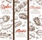 Arabic food sketch banners, Middle eastern cuisine