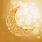 Arabic golden moon. Bokeh lights.