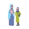 Arabic grandmother with grandchildren, multi generation family, full length avatar on white background, successful