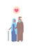 Arabic grandparents couple in love, full length avatar on white background, successful family concept, tree of genus