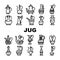 Arabic Jug Traditional Container Icons Set Vector