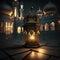 Arabic lantern beautiful background with blank space for write quote for the Muslim feast of the holy month of Ramadan