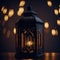 Arabic lantern with bokeh With dramatic lighting eid ul adha