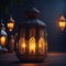 Arabic lantern with bokeh With dramatic lighting eid ul adha