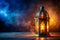 Arabic Lantern Shines at Night, Inviting Ramadan Kareem Celebrations