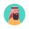 Arabic Man Profile Avatar Icon Arab Businessman, Portrait Muslim Male Face