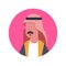 Arabic Man Profile Avatar Icon Arab Businessman, Portrait Muslim Male Face