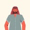 Arabic man in traditional clothes arab male cartoon character portrait