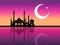 Arabic mosque silhouette magic night background