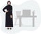 Arabic muslim business woman or teacher in abaya and hijab from saudi arabia or united arab emirates in the office or school