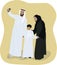 Arabic muslim emirati family  wear traditional clothes and making selfie faceless people vector illustration from united arab emir