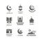 Arabic muslim vector logo set. Islamic spiritual labels