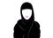 Arabic muslim woman in hijab, drawing on a white background