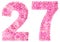 Arabic numeral 27, twenty seven, from pink forget-me-not flowers