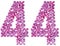Arabic numeral 44, forty four, from flowers of lilac, isolated o