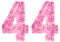 Arabic numeral 44, forty four, from pink forget-me-not flowers,