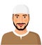 Arabic oman man face avatar character image with beard vector Il