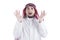 Arabic person shows surprised expression