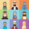 Arabic Profile Avatar Set Icon Arab Business People, Portrait Muslim Businesspeople Collection Face