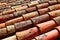 Arabic roof tiles pattern texture in Teruel Spain