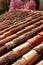 Arabic roof tiles pattern texture in Teruel Spain