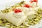 Arabic sweets with cheese `Halawa bil jubn` or `Halawe bl jebn` with Cream keshta