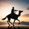 An arabic tribe riding a camel in the desert vast desert background