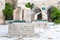 Arabic White Stone Wells in interior mosque courtyard in palestine israel west bank