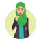 Arabic woman adult character Arabian Asia nationality islamic girl face in hijab vector illustration